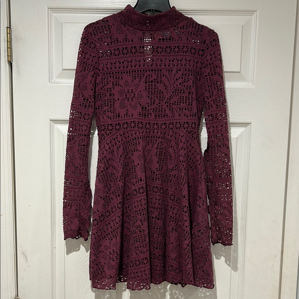 Free People- Lace Burgundy Dress